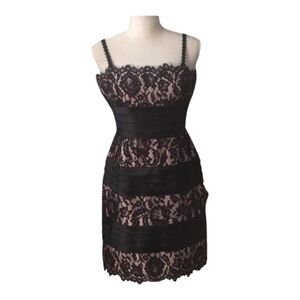 BCBG MaxAZARIA Chic Black Lace Overlay Dress